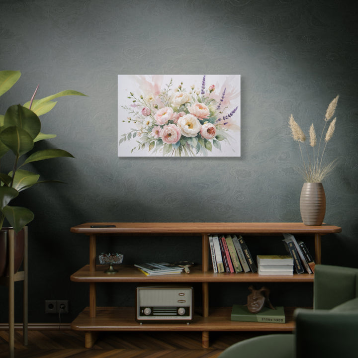 Floral Canvas Wall Art - Elegant Peony and Lavender Design