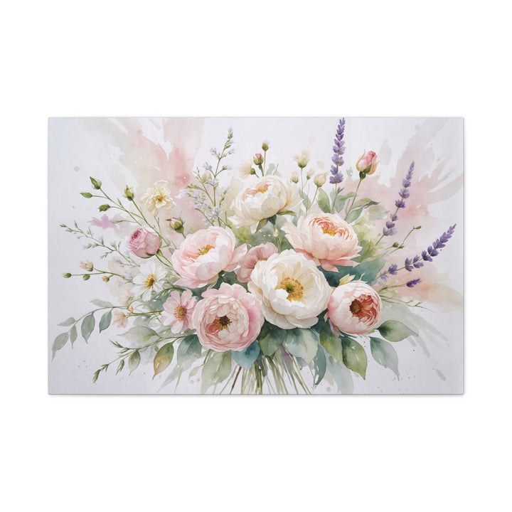 Floral Canvas Wall Art - Elegant Peony and Lavender Design