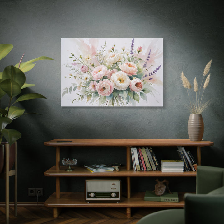 Floral Canvas Wall Art - Elegant Peony and Lavender Design