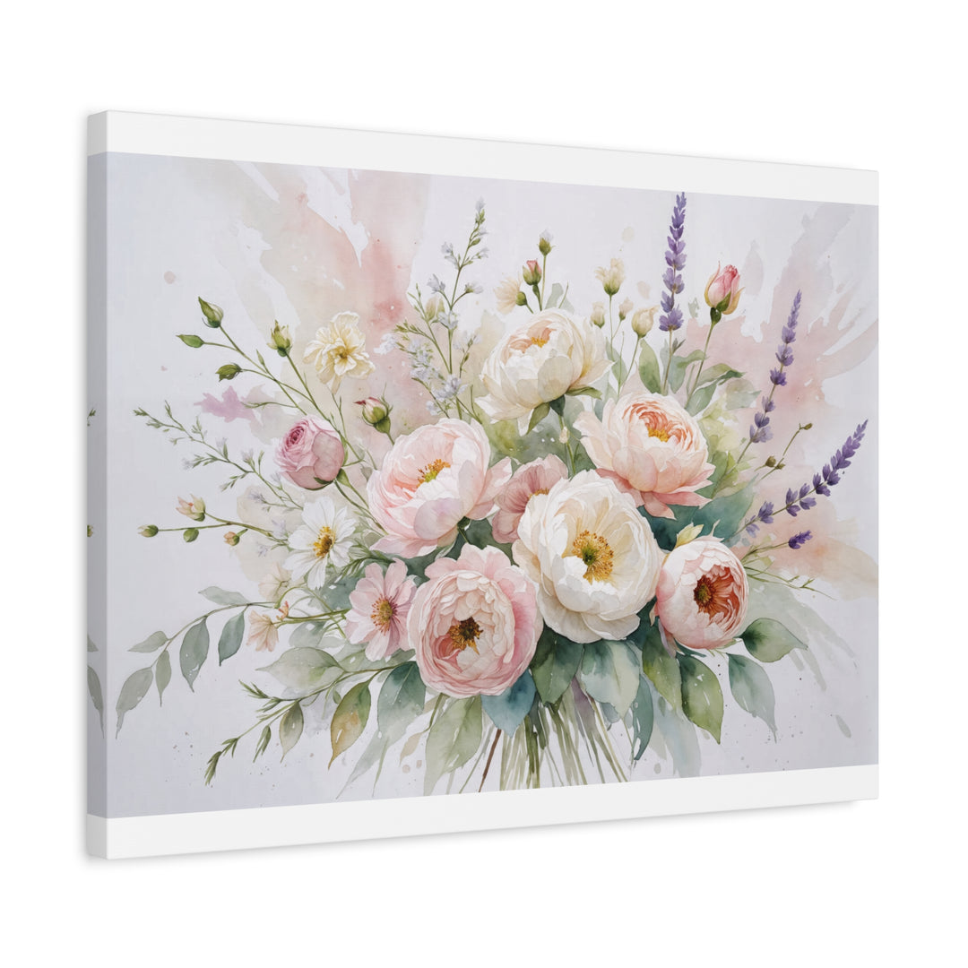 Floral Canvas Wall Art - Elegant Peony and Lavender Design