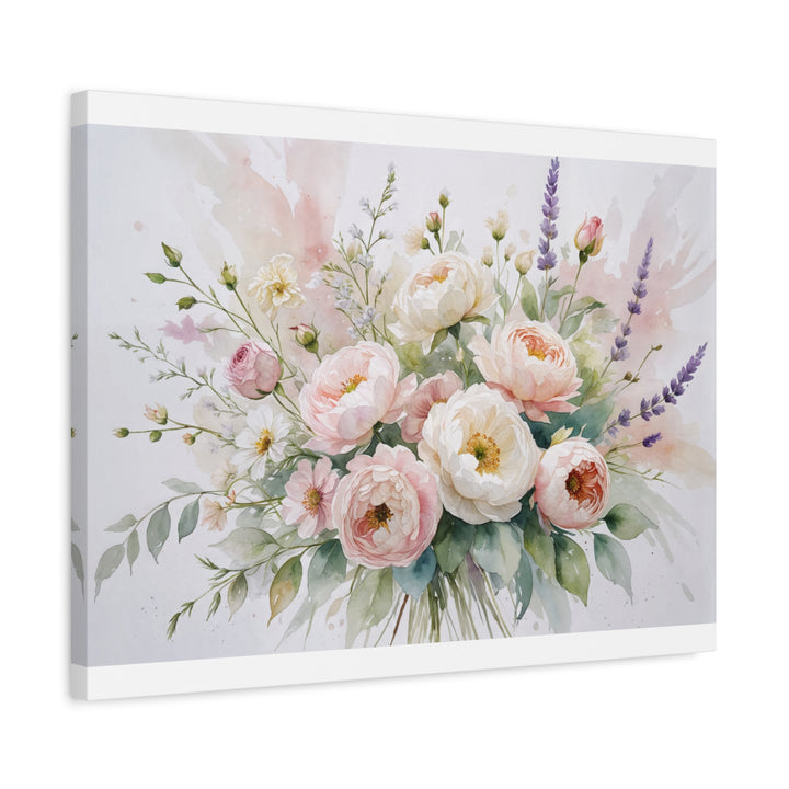 Floral Canvas Wall Art - Elegant Peony and Lavender Design