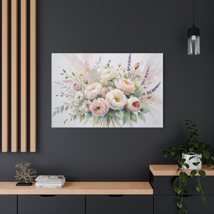 Floral Canvas Wall Art - Elegant Peony and Lavender Design