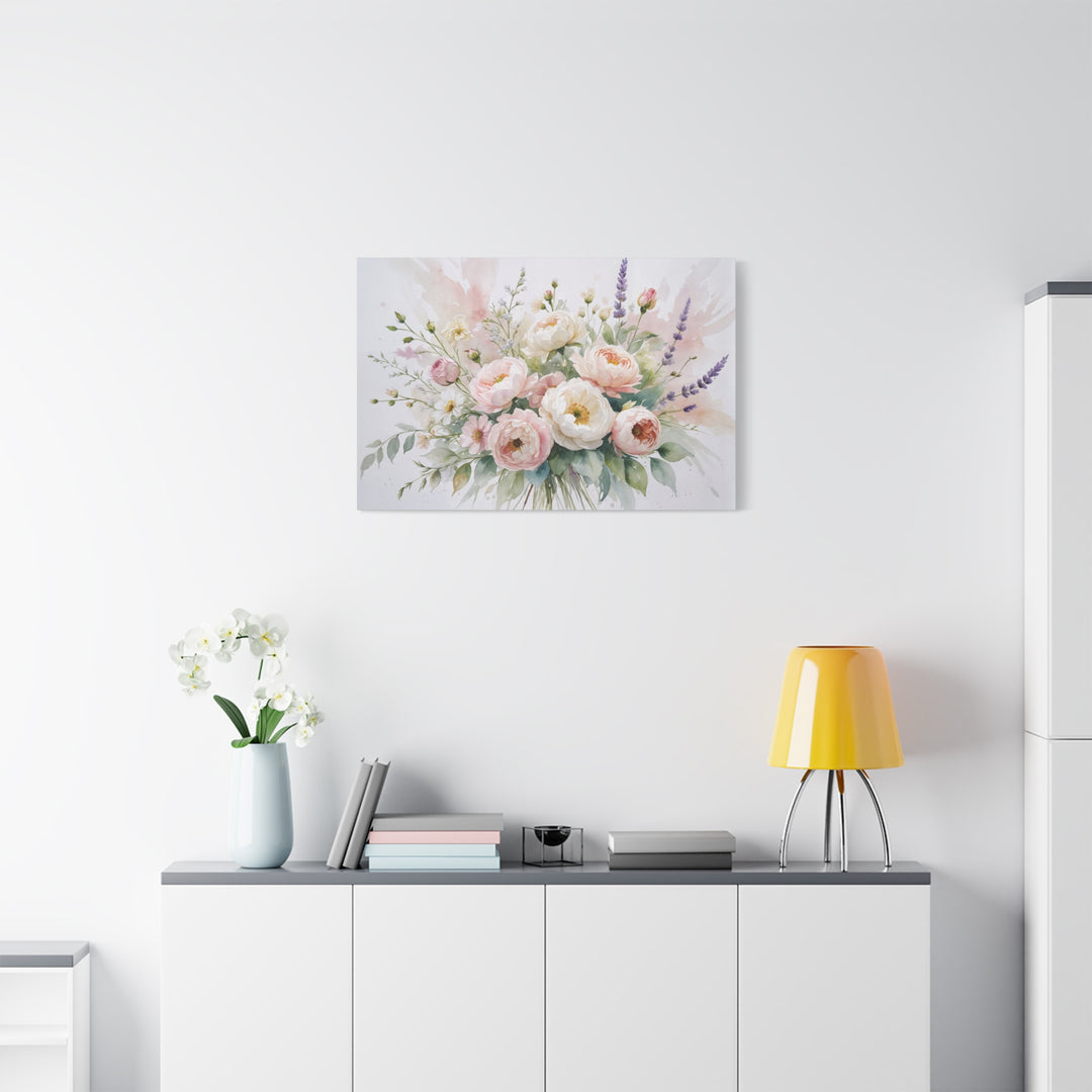 Floral Canvas Wall Art - Elegant Peony and Lavender Design