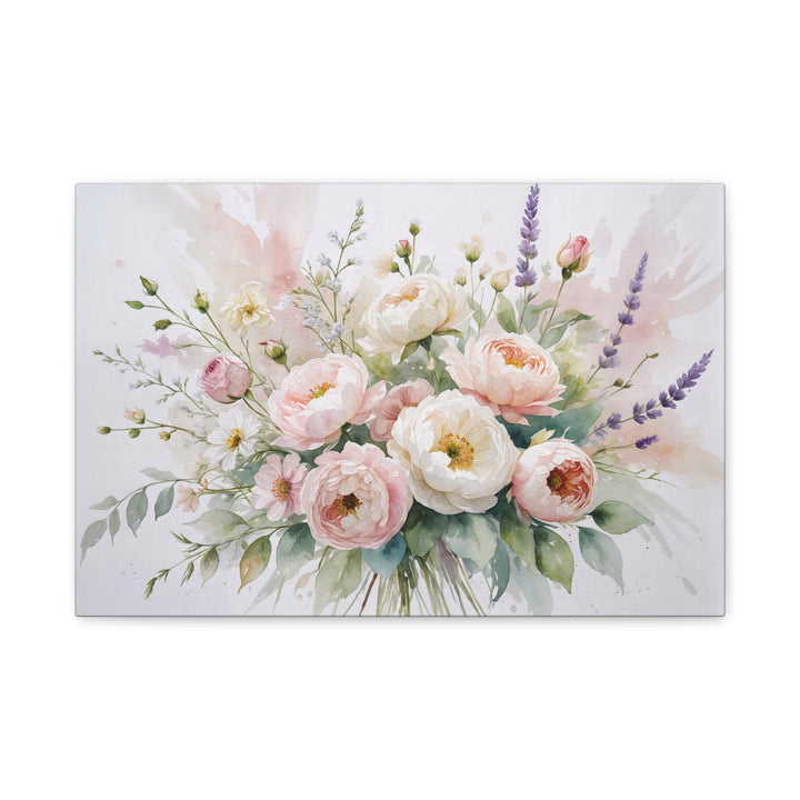 Floral Canvas Wall Art - Elegant Peony and Lavender Design