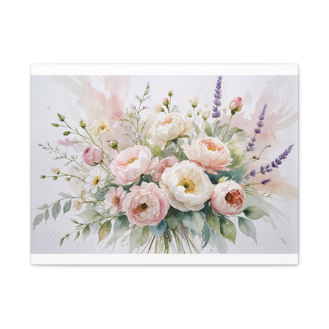 Floral Canvas Wall Art - Elegant Peony and Lavender Design