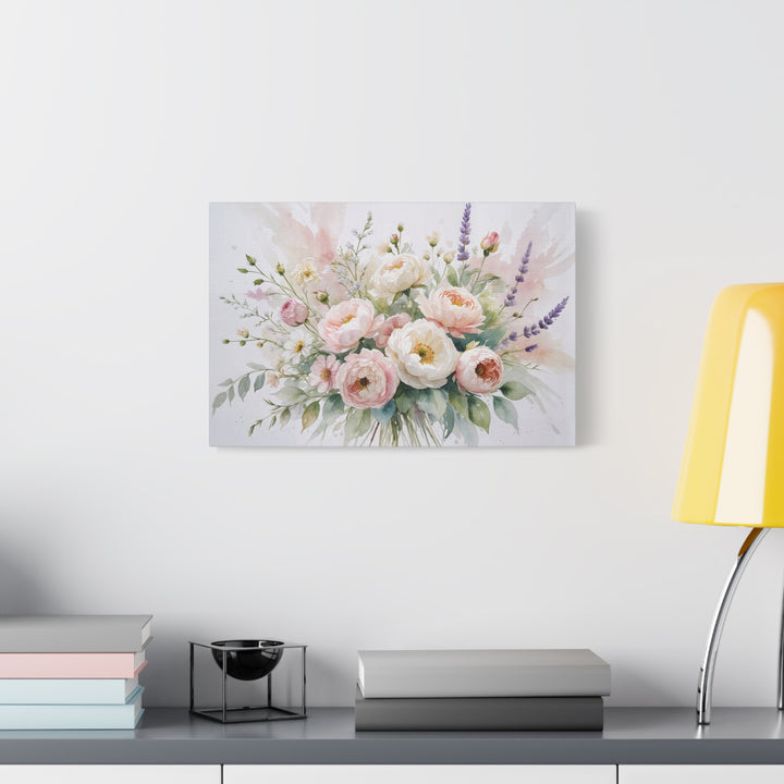 Floral Canvas Wall Art - Elegant Peony and Lavender Design