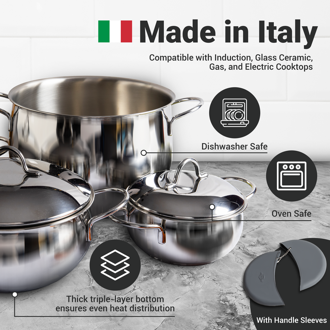 ARIMI Bella 14-Piece Italian Stainless Steel Cookware Set