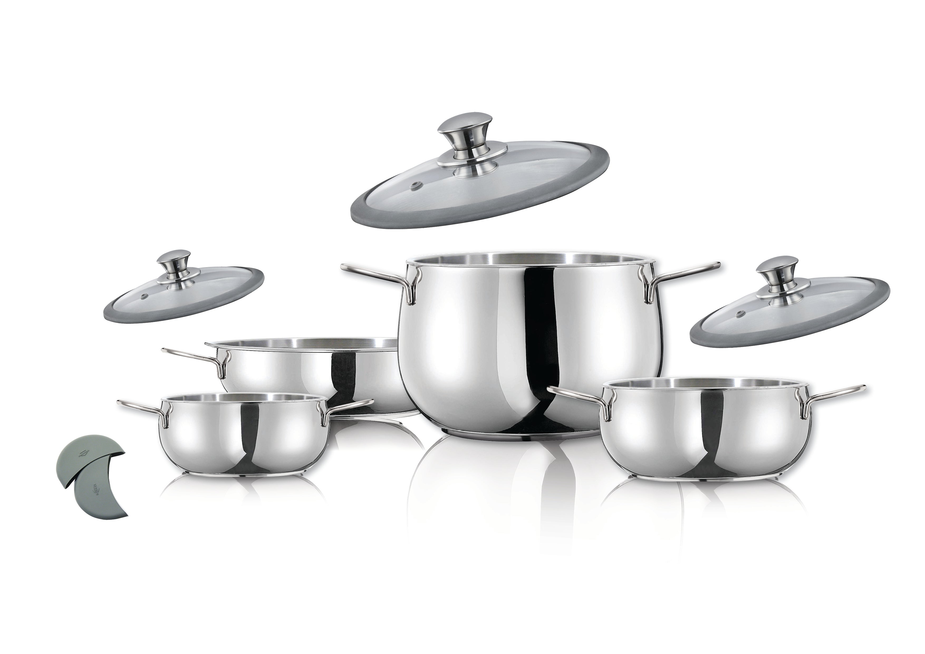 Bella 7-Piece Italian Stainless Steel Cookware set- Glass Lids – Arimi ...