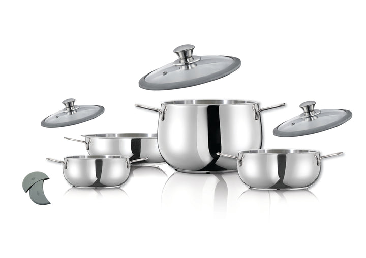 Bella 7-Piece Stainless Steel Cookware set-glass lids - Arimi Home & Kitchen