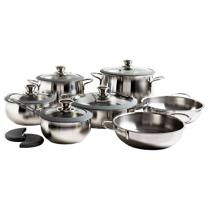 Luna 12-piece Stainless Steel Cookware Set-glass lid