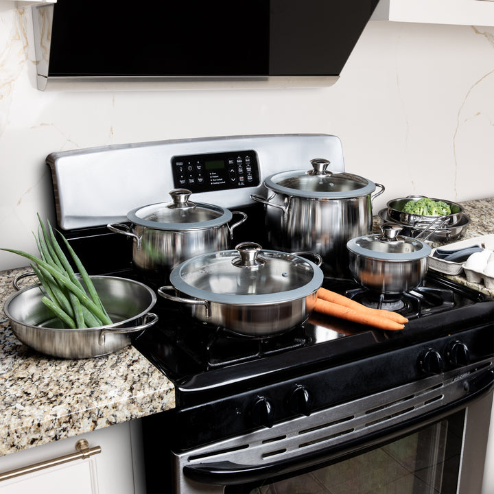 Luna 12-piece Stainless Steel Cookware Set-glass lid