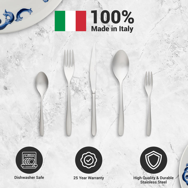 ARIMI Giulia Frozen Italian Stainless Steel 20 Piece Flatware Set - Service for 4