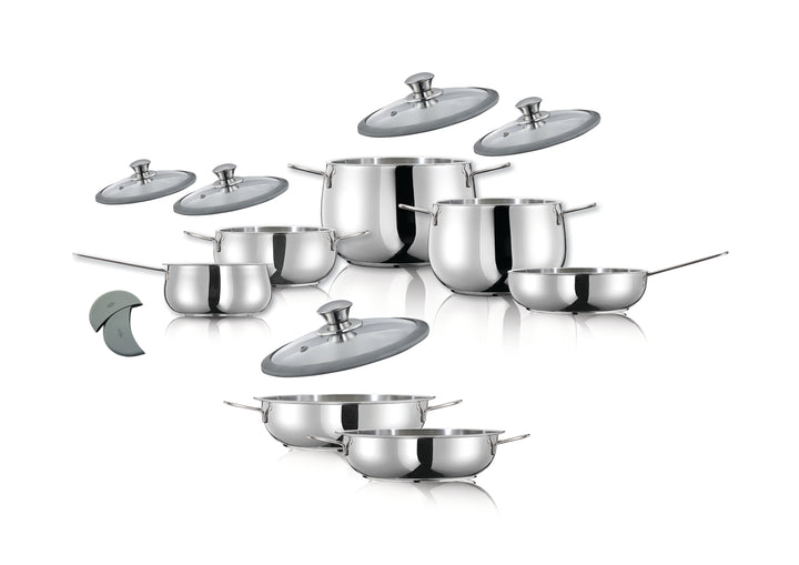 Luna 12-piece Stainless Steel Cookware Set-glass lid - Arimi Home & Kitchen