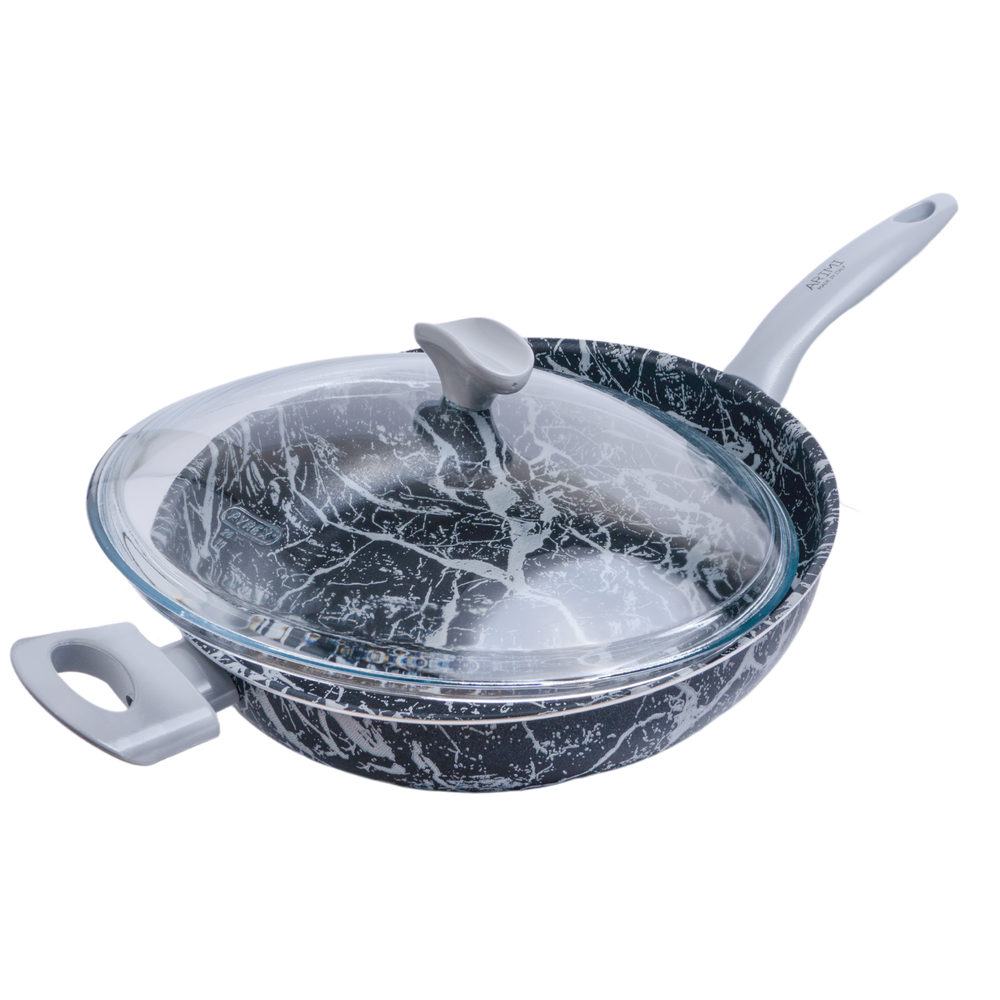 Diamond Marble Saute Pan With Lid 28Cm - Arimi Home & Kitchen