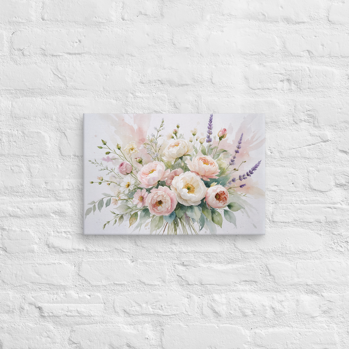 Floral Canvas Wall Art - Elegant Peony and Lavender Design