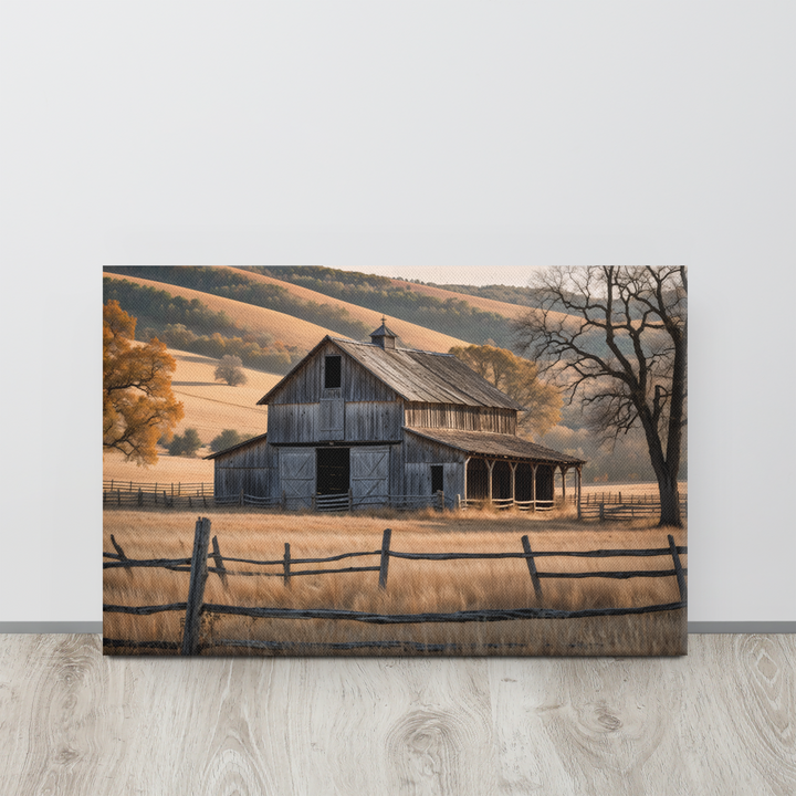 Rustic Old Barn in Countryside Landscape – Vintage Farm Wall Art Print