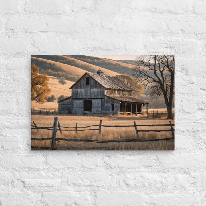 Rustic Old Barn in Countryside Landscape – Vintage Farm Wall Art Print