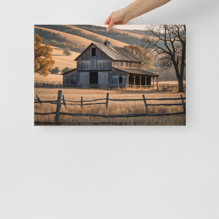 Rustic Old Barn in Countryside Landscape – Vintage Farm Wall Art Print