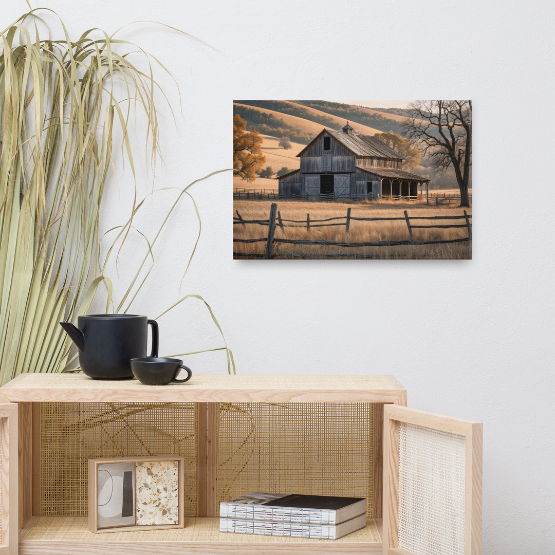 Rustic Old Barn in Countryside Landscape – Vintage Farm Wall Art Print