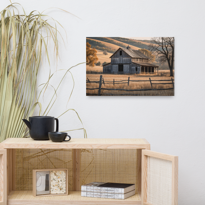 Rustic Old Barn in Countryside Landscape – Vintage Farm Wall Art Print