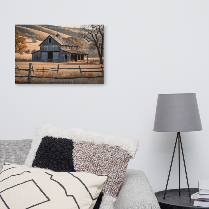 Rustic Old Barn in Countryside Landscape – Vintage Farm Wall Art Print