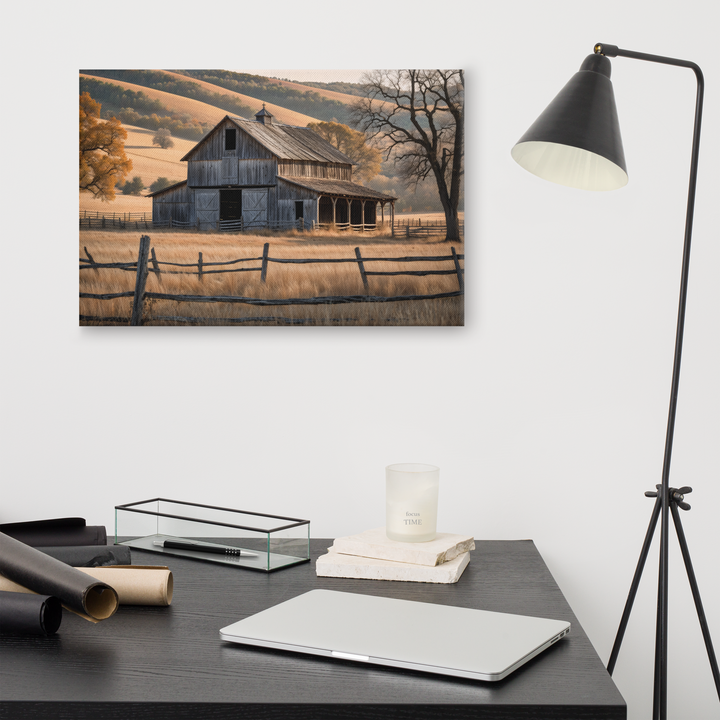 Rustic Old Barn in Countryside Landscape – Vintage Farm Wall Art Print