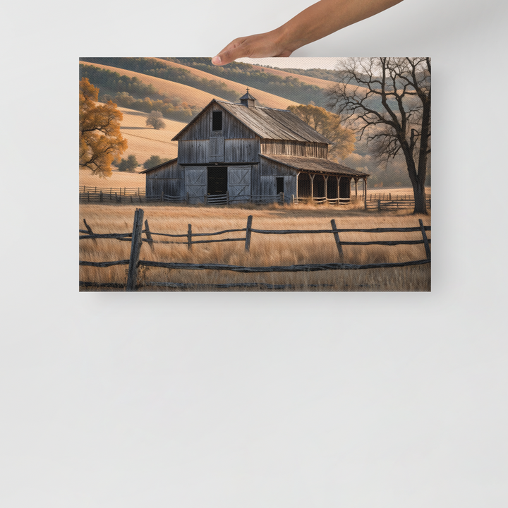 Rustic Old Barn in Countryside Landscape – Vintage Farm Wall Art Print