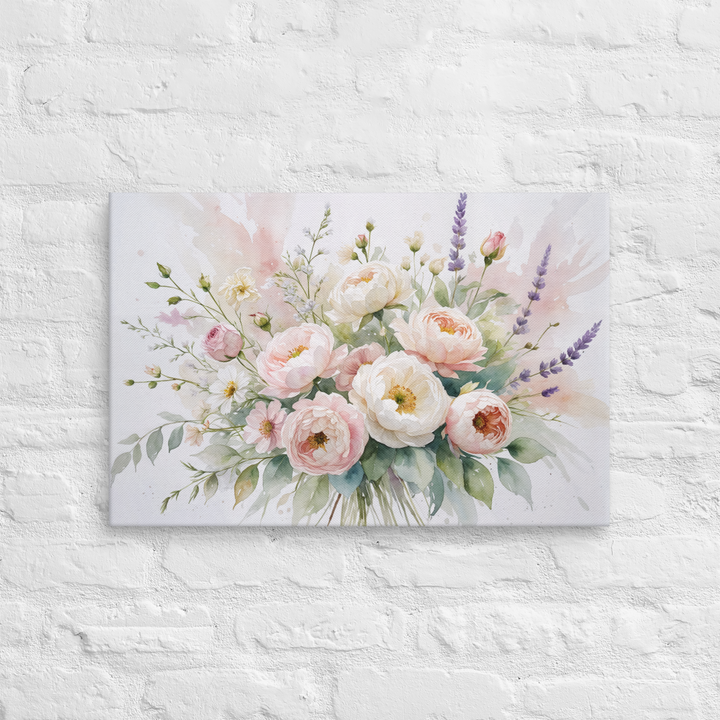 Floral Canvas Wall Art - Elegant Peony and Lavender Design