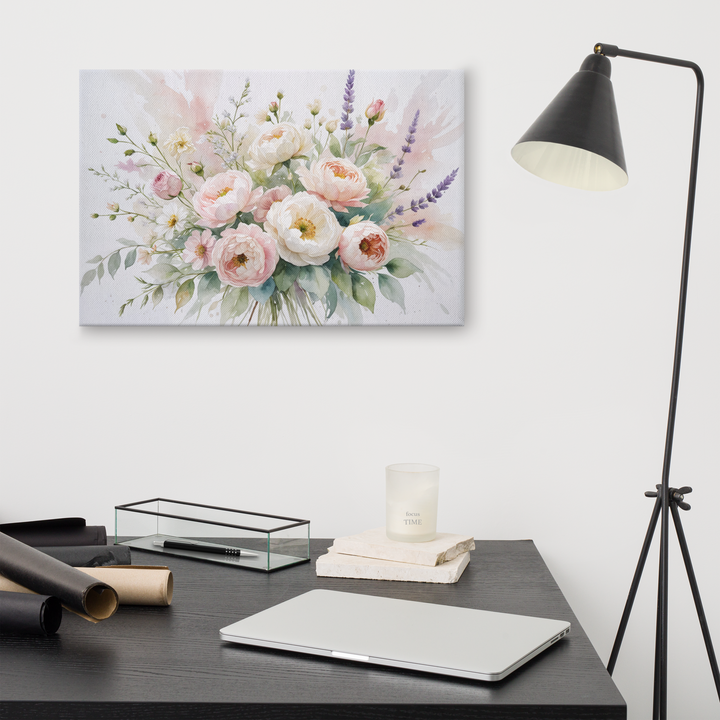 Floral Canvas Wall Art - Elegant Peony and Lavender Design