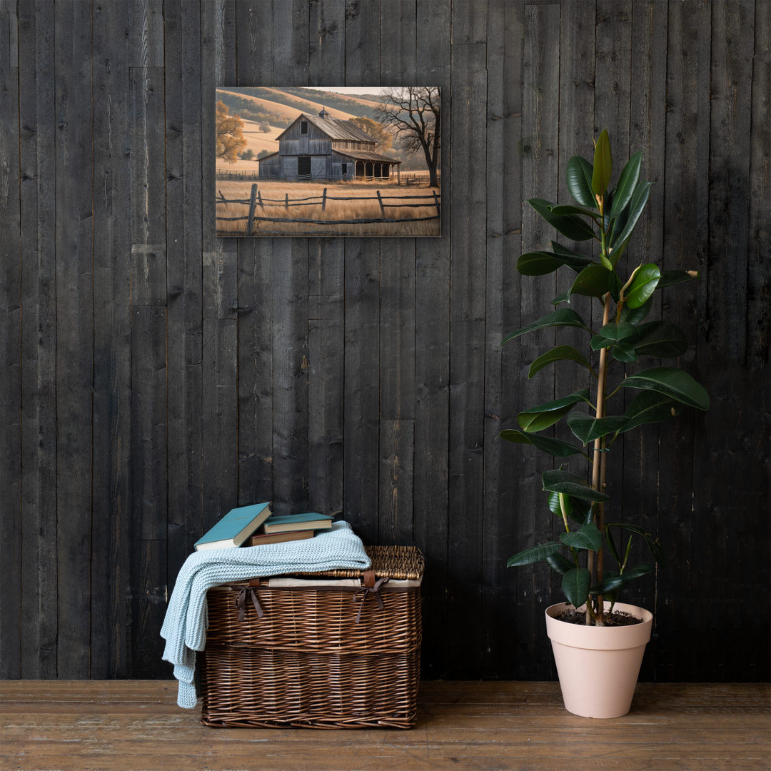 Rustic Old Barn in Countryside Landscape – Vintage Farm Wall Art Print