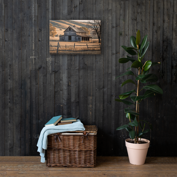 Rustic Old Barn in Countryside Landscape – Vintage Farm Wall Art Print