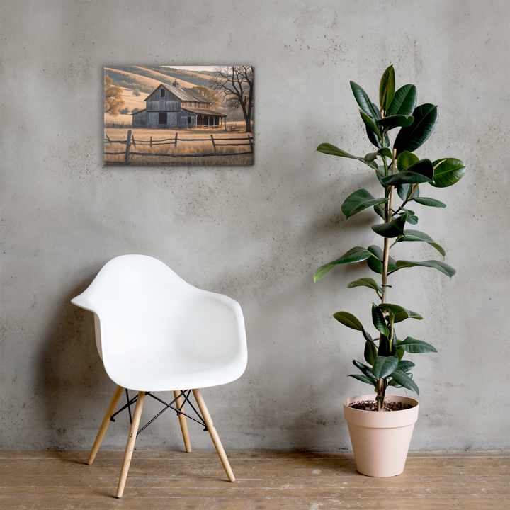 Rustic Old Barn in Countryside Landscape – Vintage Farm Wall Art Print