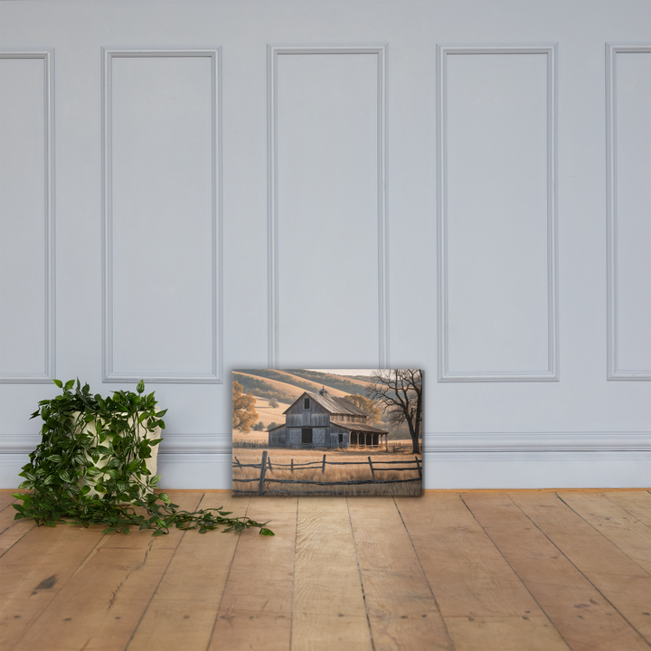 Rustic Old Barn in Countryside Landscape – Vintage Farm Wall Art Print