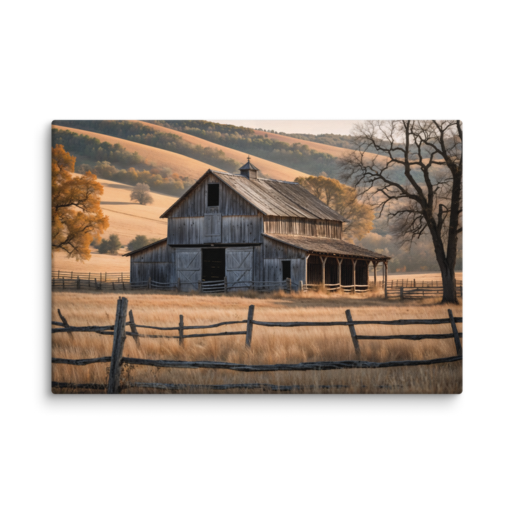 Rustic Old Barn in Countryside Landscape – Vintage Farm Wall Art Print