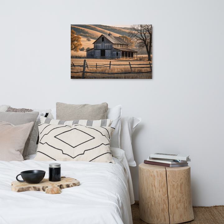 Rustic Old Barn in Countryside Landscape – Vintage Farm Wall Art Print