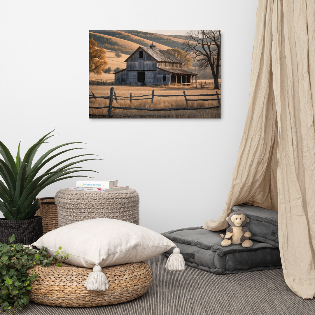 Rustic Old Barn in Countryside Landscape – Vintage Farm Wall Art Print