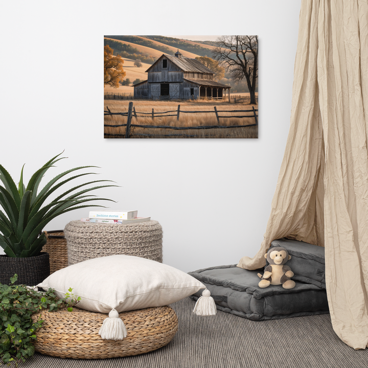 Rustic Old Barn in Countryside Landscape – Vintage Farm Wall Art Print