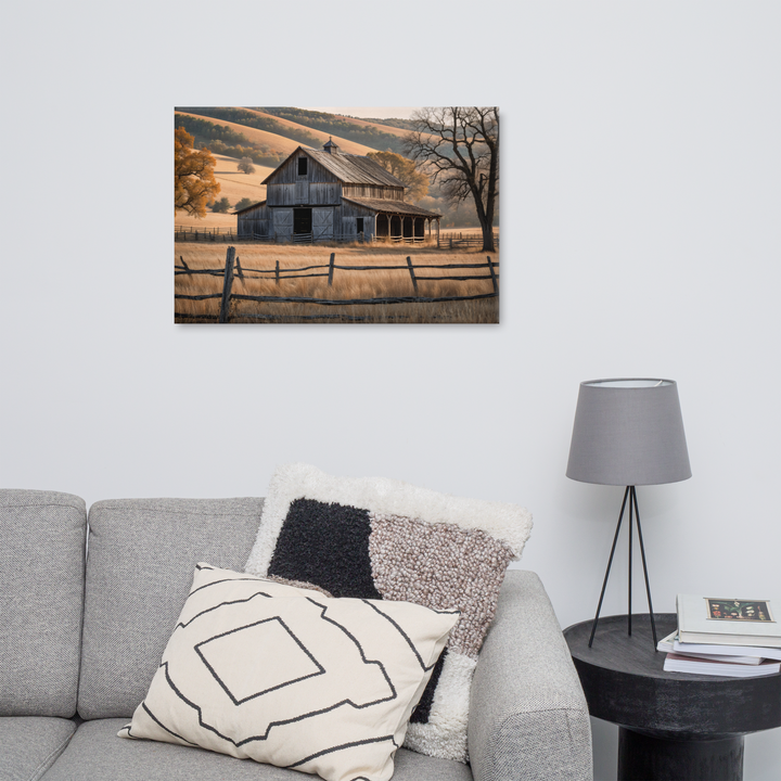 Rustic Old Barn in Countryside Landscape – Vintage Farm Wall Art Print