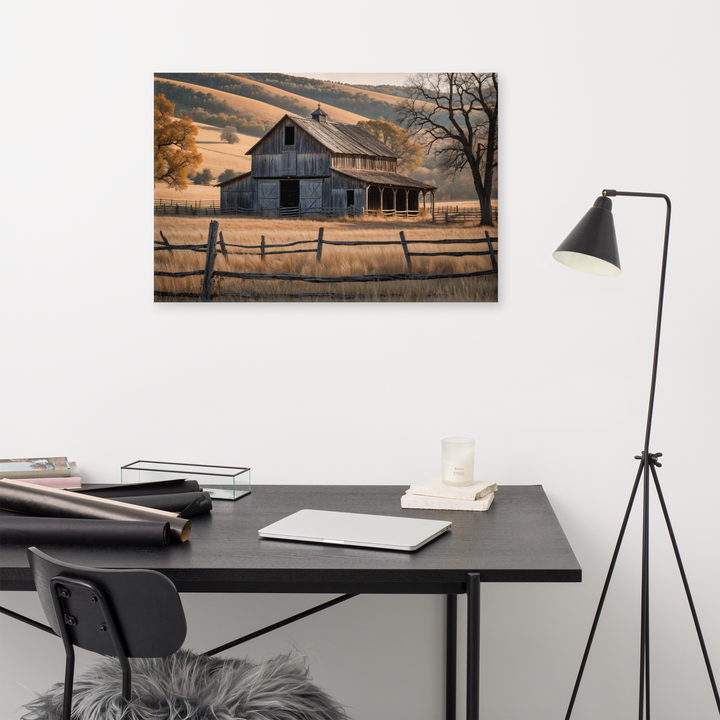 Rustic Old Barn in Countryside Landscape – Vintage Farm Wall Art Print