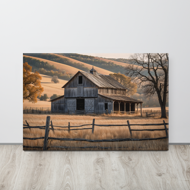 Rustic Old Barn in Countryside Landscape – Vintage Farm Wall Art Print