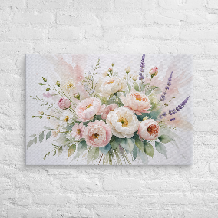 Floral Canvas Wall Art - Elegant Peony and Lavender Design