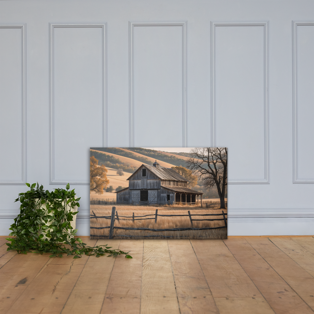 Rustic Old Barn in Countryside Landscape – Vintage Farm Wall Art Print