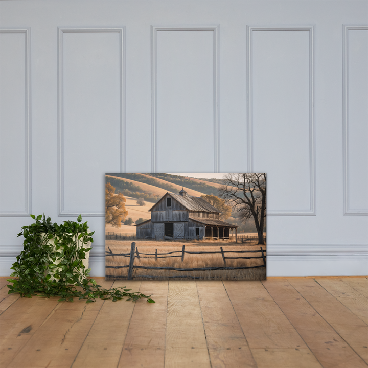 Rustic Old Barn in Countryside Landscape – Vintage Farm Wall Art Print