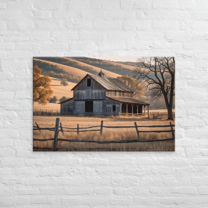 Rustic Old Barn in Countryside Landscape – Vintage Farm Wall Art Print